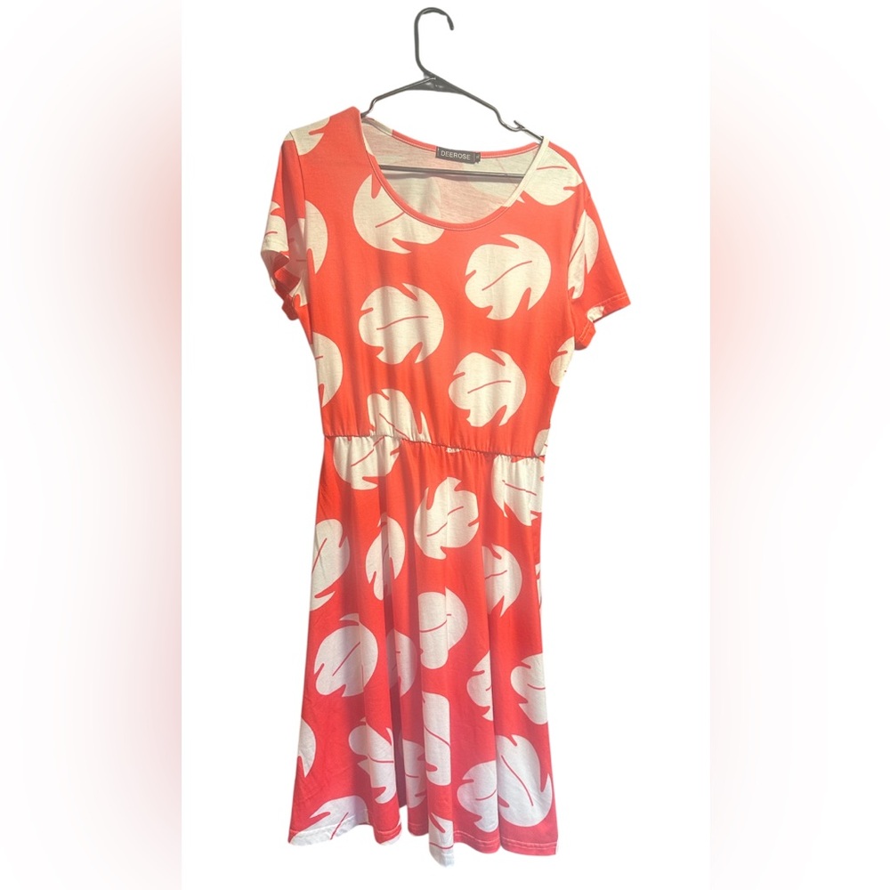 Lilo Coral Leaf Print Dress